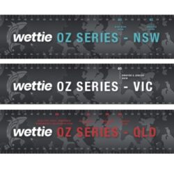 Wettie Oz Series Speargun Stickers NSW, Vic, QLD